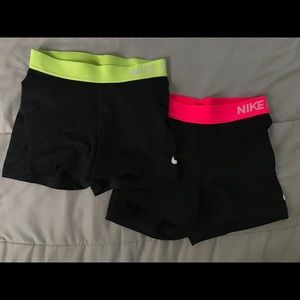 2 Pair Nike Pro Shorts